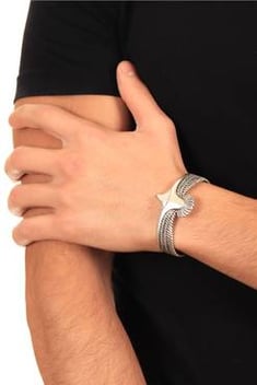 Men's Antique Silver Plated Adjustable Cuff Bracelet