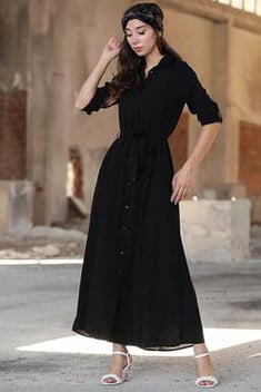 فستان أسود طويل نسائي