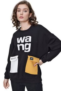 Women's Printed Black Sweatshirt