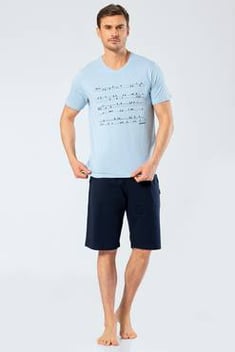Men's Printed Blue Shorts Pajama Set