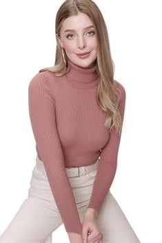 Women's Turtleneck Dusty Rose Sweater
