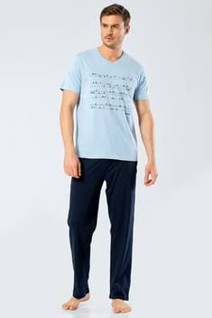 Men's Printed Blue Pajama Set