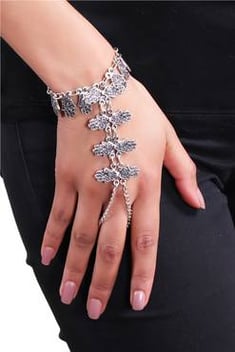 Women's Antique Silver Plated Hand Bracelet