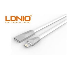 كابل LDNIO LS26  USB 2.4A  سريع الشحن ونقل البيانات كابل الفولاذ المقاوم للصدأ للأيفون اللون ابيض 