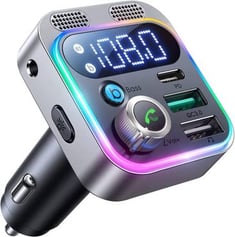 جهاز إرسال FM Bluetooth 5.3 من JOYROOM للسيارة ، [ميكروفون مزدوج أقوى و HiFi Deep Bass] ، محول سيارة بتقنية البلوتوث 48 وات PD و QC3.0 ، اتصال بدون استخدام اليدين ، LED أكبر ، مخرج AUX وقرص U