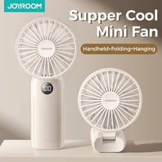  Joyroom Portable USB Handheld Fan Electric Recharge Fans with Power Display Camping Folding  Mini Fan Outdoor