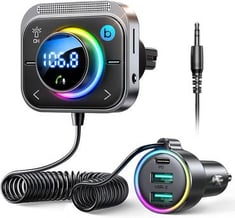 JOYROOM Bluetooth 5.3 FM / AUX Bluetooth Car Adapter ، 3 منافذ PD &amp; QC 3.0 FM Transmitter للسيارة ، راديو استقبال بلوتوث للمكالمات عالية الدقة للسيارة والاستمتاع بالموسيقى