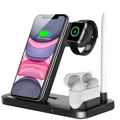 15W Qi Fast Wireless Charger Stand for iPhone 14 13 12 11 8 Apple Watch 4 in 1 محطة شحن قابلة للطي لـ AirPods Pro iWatch