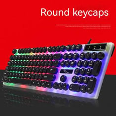 مطاردة ضوء ليوبارد G21 لوحة المفاتيح الشرير الرجعية جولة Keycap اللمس الميكانيكية الخلفية زر جولة USB لوحة المفاتيح لعبة