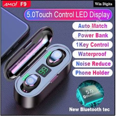 شاشة LED Wireless Phone Bluetooth V5.0 F9 TWS Wireless Bluetooth LED مع طاقة 2000 مللي أمبير في الساعة