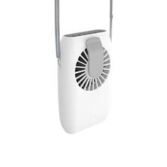 Generic Neck Hanging Fan Waist Fan Neck Cooling Fan 3 Speeds Noiseless USB Hands Free Wearable Fan Personal for Home Outdoor Indoor Camping, White