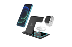Mione X455 3 في 1 حامل شحن لاسلكي قابل للطي لأجهزة iPhone Samsung Airpods