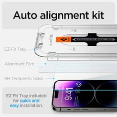 حامي شاشة الزجاج المزخرف Spigen [Glast EZ FIT] المصمم لـ iPhone 14 Pro Max [Case Friends] - حماية المستشعر / 2 حزمة