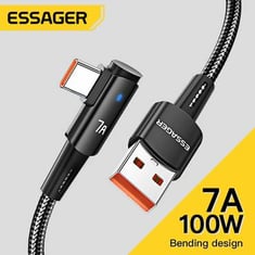 Essager 7A USB C Cable 90 Degree USB Type C Cable For OPPO 100W Fast Charing Cord