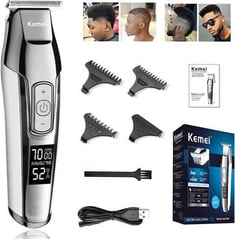 KEMEI Men's LCD Display Wireless Cordless and USB Rechargeable Electric Professional Baldheaded Hair Trimmer