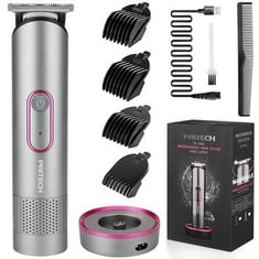PRITECH Hair Trimmer for Women, Waterproof Bikini Trimmer, Rechargeable Pubic Hair Clippers and Trimmer, Home Hair Cut Kit, Cordless Barber Grooming Sets, Aurora Gray……
