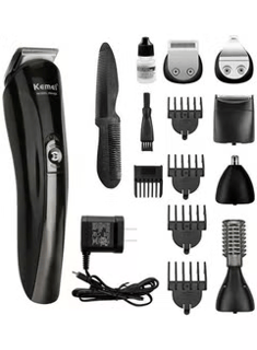 Kemei 600 Multifunctional Rechargeable Electric Hair Trimmer Grooming Kit Black