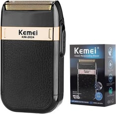 Men's Waterproof Reciprocating Razor Cordless Electric Rechargeable Razors Precision Beard Sideburn Trimmer Razors Twin Blade Washable Grooming Razor,Cordless and USB RechargeableKM-2024