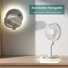 Foldable Fan, Portable Table Desk Fan, Wall Mounted Fan，Circulation   Fan ，with third gear night  Light ，3 Speeds， for Home Outdoor and Office
