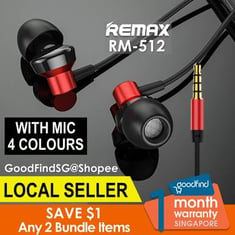 Remax Earphone مع MIC RM 512 سماعة الأذن سماءة تكبير سلكية 3.5 ملم - GoodFind