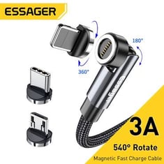 Essager 540 Rotate Magnetic Cable 3A Fast Charging Micro USB Type C Cable For iPhone Xiaomi Magnet Charger Phone Data Wire Cord