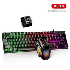 لوحة مفاتيح Gamer و Mouse PC Gaming Keyboard RGB Backboard Rubber Keycaps Wired Russian Keyboard Mouse Gamer Gamer Mouse