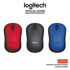 Logitech M221 الماوس اللاسلكي الصامت - الفحم / الأحمر / الأزرق