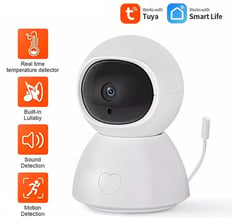 كاميرا مراقبة الأطفال اللاسلكية الذكية واي فاي تطبيق تويا وسمارت هوم رؤية ليلية 
