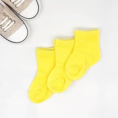 جوارب للأطفال 3 أزواج لون اصفر