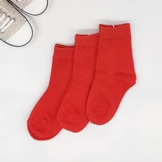 جوارب للأطفال 3 أزواج لون احمر