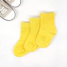 جوارب للأطفال 3 أزواج لون أصفر