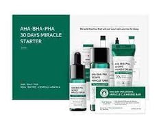 مجموعة أحماض التقشير المعجزة 30 يوم (صابونة 30جم ,تونر 30مل,سيروم 10مل,كريم 20جم) شفاف 30g 30ml10ml 20جرام