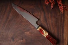 سكين  كيريتسوكي ٦٧ طبقة طولها 5 انش من الفولاذ الدمشقي المصنوعة يدويا، ومقبض من الخشب و الابوكسي العودي