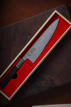 سكين شيف 7.8 انش 67 طبقة من الفولاذ الدمشقي والنحاس
