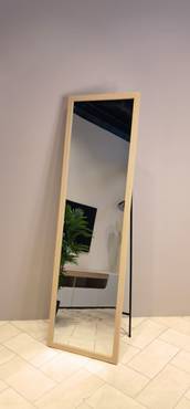 مرآة أرضية - برين - 150X40سم -خشبي فاتح