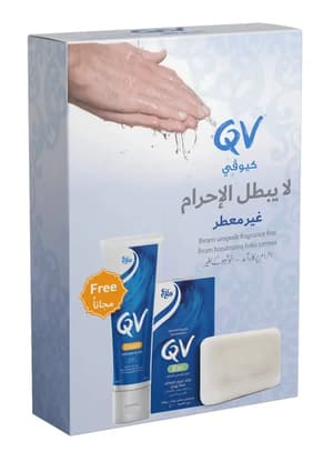 صابون + كريم كيو في العناية اللطيفة خالي من العطور _ 100+50 مل