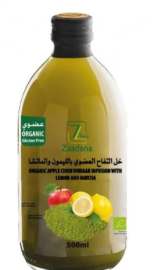 خل التفاح العضوي بالليمون والماتشا 500 جم