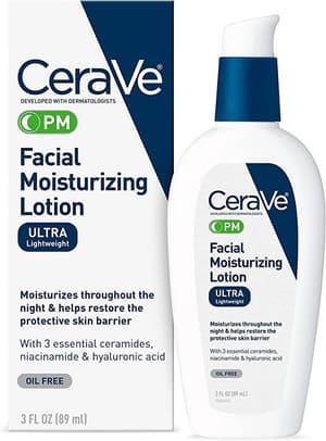 لوشن ترطيب الوجه بي ام من سيرافي | كريم ليلي مع حمض الهيالورونيك والنياسيناميد 