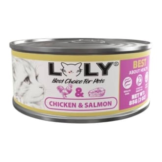 لولي كات طعام رطب معلبات بالدجاج والسالمون للقطط 85g
