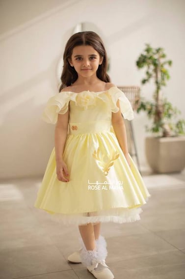 فستان أصفر بناتي اوف شولدر  
