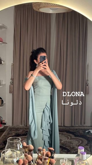 فستان كريب مع شيفون
