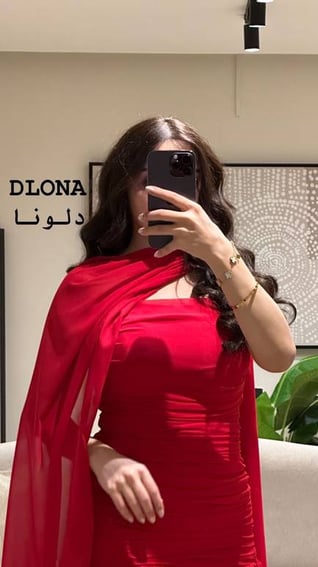 فستان شيفون احمر