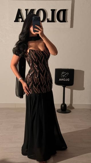 فستان ترتر اسود سهرة