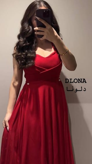 فستان كريب مع شيفون