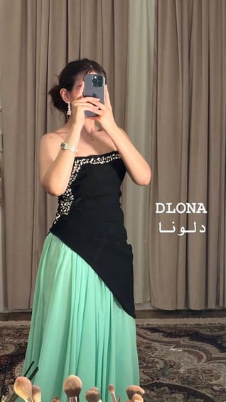 فستان كريب مع شيفون