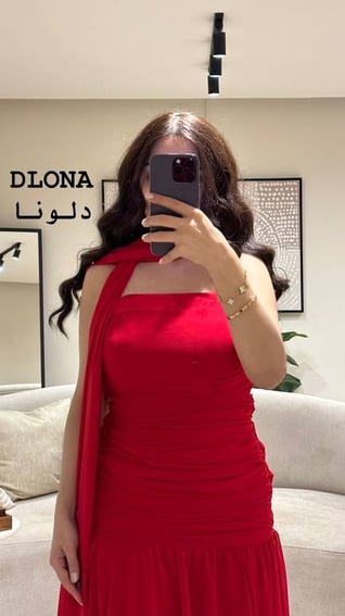 فستان شيفون احمر