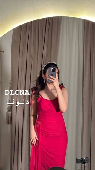 فستان احمر شيفون انيق