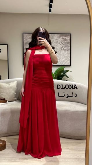 فستان شيفون احمر