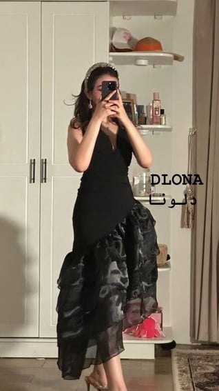 فستان كريب مع اورجنزا