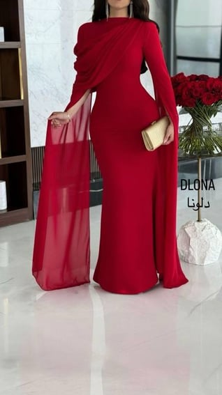 فستان نوف كريب مع شيفون